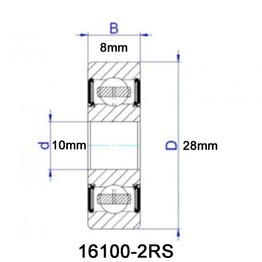 Sealed Bearing 16100-2RS (10x28x8mm)