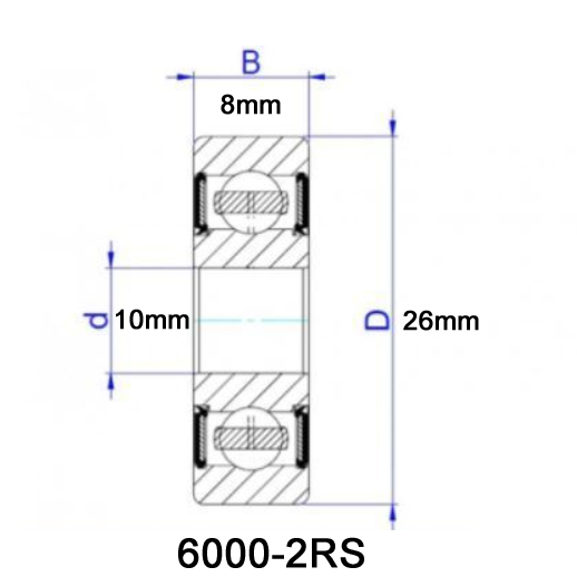 Sealed Bearing 6000-2RS (10x26x8mm)