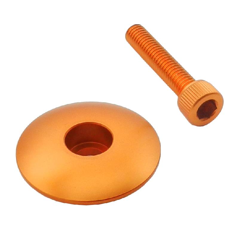 Alloy Ahead Top Cap and Bolt - Orange